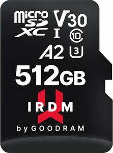 Goodram IRDM UHS-I U3 A2 microCARD Speicherkarte (512 GB, Video Speed Class 30 (V30), 170 MB/s Lesegeschwindigkeit)