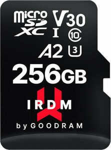 Goodram IRDM 256GB microSDXC UHS I U3 A2 + adapter Speicherkarte (256 GB, Video Speed Class 30 (V30), 170 MB/s Lesegeschwindigkeit)