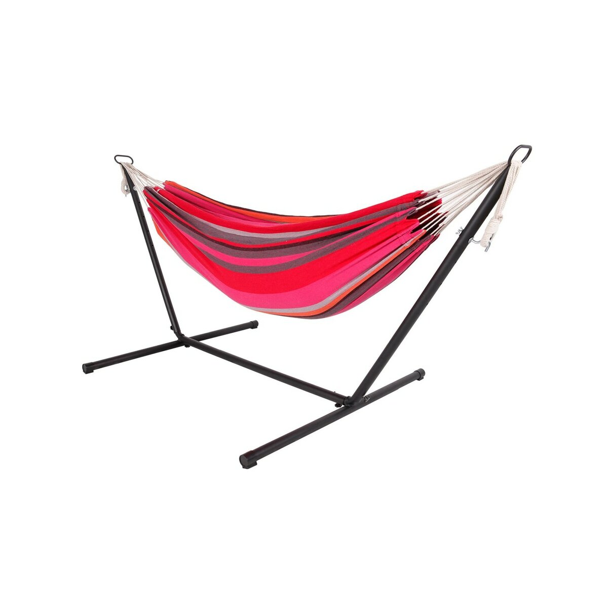 Bild 1 von LEX Doppel Hängematte bunt rot gestreift Stahlgestell