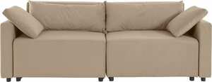 INOSIGN 2-Sitzer Marva 2tlg., beide Elemente ausziehbar für Bettfunktion, mit Bettkasten, Beige