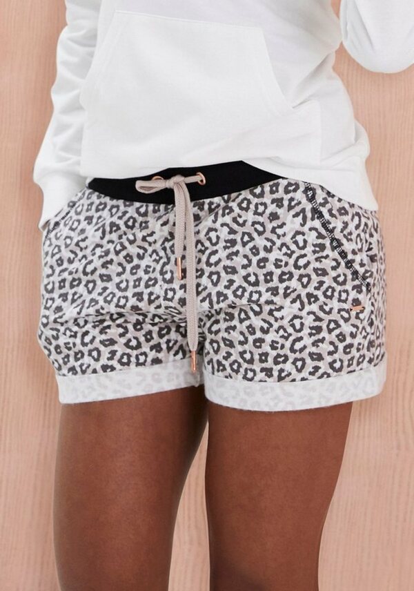 Bild 1 von LASCANA Shorts mit Rippbündchen und Umschlagsaum, Beige|schwarz