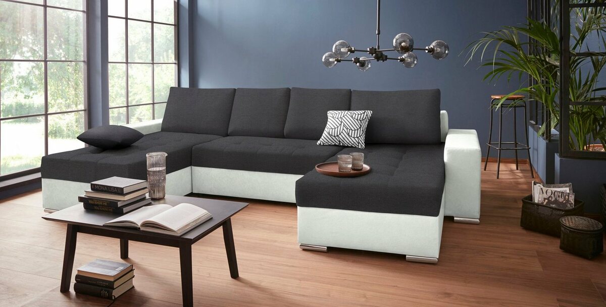 Bild 1 von COLLECTION AB Wohnlandschaft Josy, inkl. Bettfunktion, Bettkasten und Zierkissen, mit 2 Recamieren, Weiß