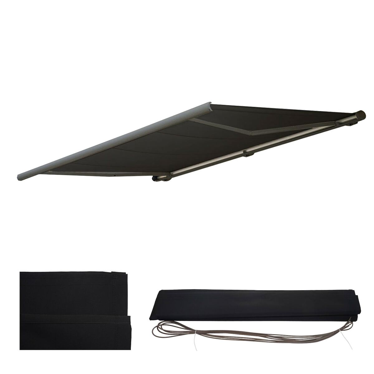 Bild 1 von Ersatz-Bezug für Markise H123, Vollkassette Ersatzbezug Sonnenschutz 4,5x3m ~ Acryl anthrazit
