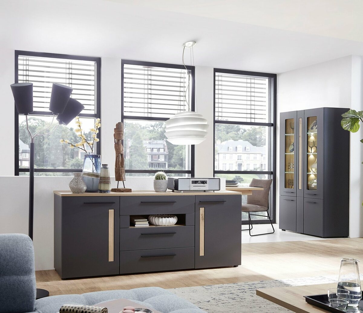 Bild 1 von Innostyle Sideboard Loft Two, Breite 180 cm, 2 Holztüren, 3 Schubkästen, 1 offenes Fach, Grau