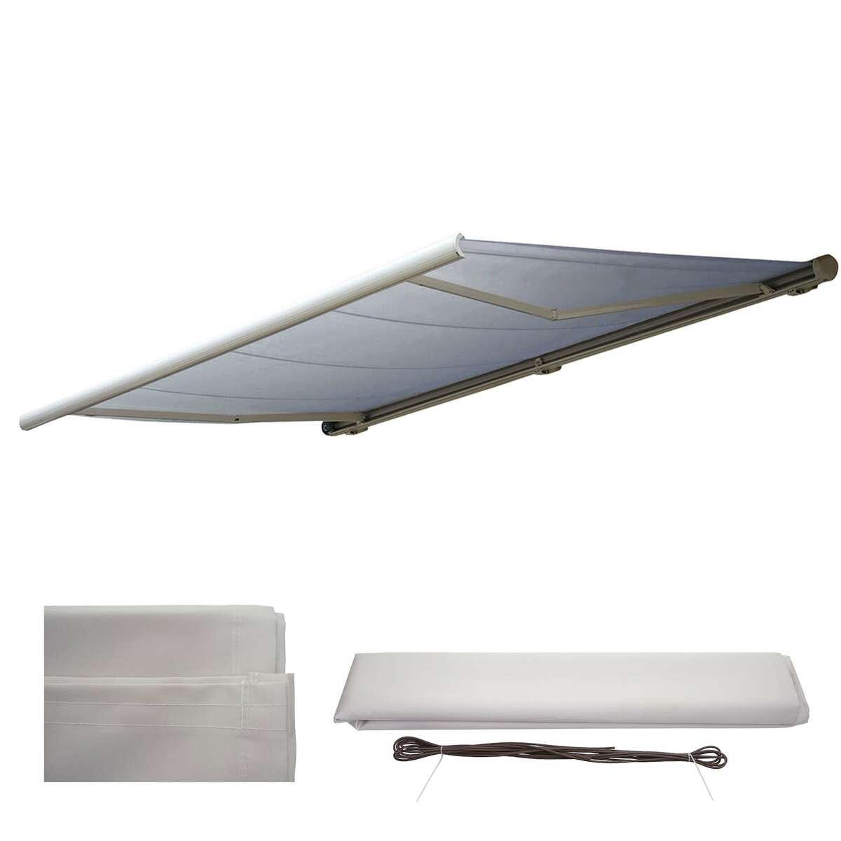 Bild 1 von Ersatz-Bezug für Markise H122, Vollkassette Ersatzbezug Sonnenschutz 4x3m ~ Acryl creme