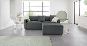 INOSIGN Ecksofa Marva 3tlg., 3 Teile, beide Armlehnelemente ausziehbar für Bettfunktion, mit Bettkasten, Grau