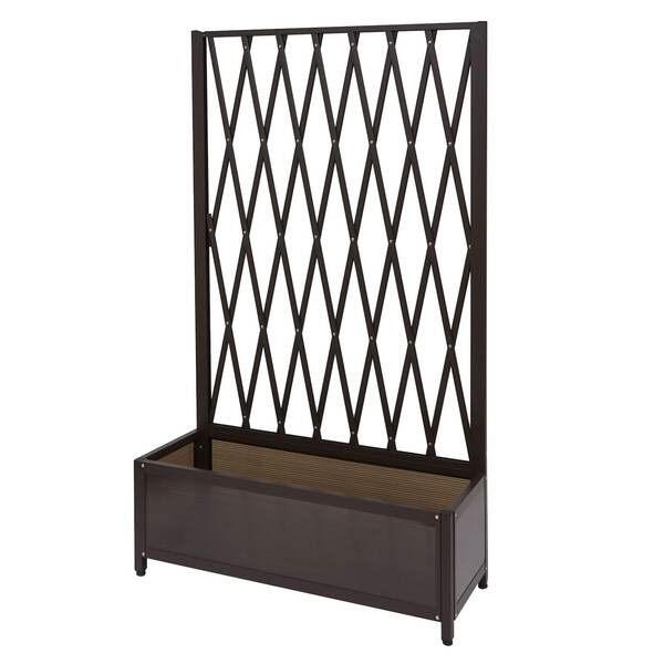 Bild 1 von Rankgitter MCW-G21, Scherengitter Rankhilfe Blumenkasten Pflanzkübel, Alu+Stahl 152x90x35cm braun