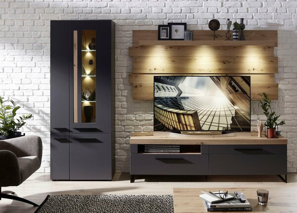 Bild 1 von Innostyle Wohnwand Loft Two, (3-St), inklusive LED-Beleuchtung, Grau