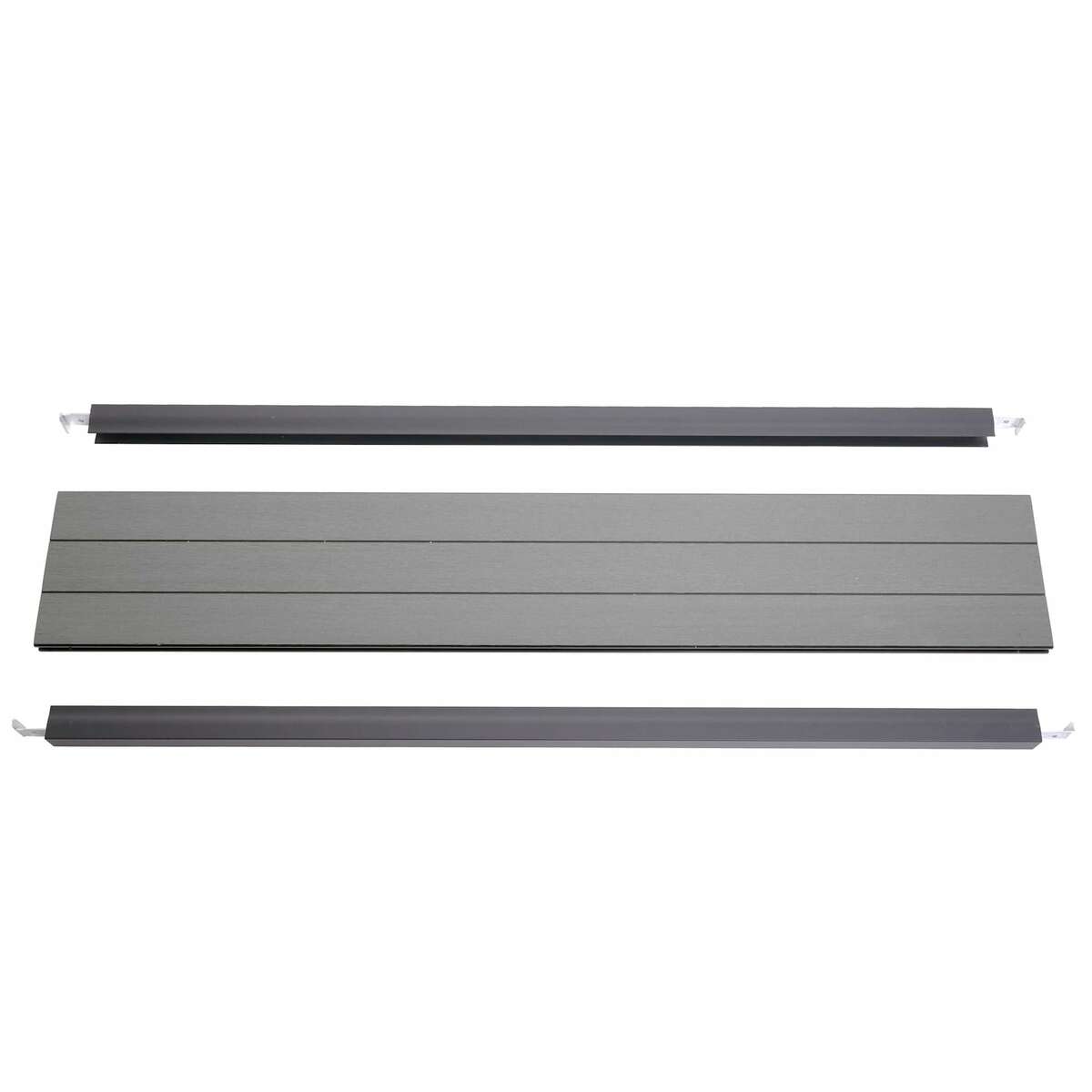 Bild 1 von Abschluss-Set für WPC-Sichtschutz Savoie, Abschlussprofil Windschutz, Alu-Pfosten ~ 90cm, grau