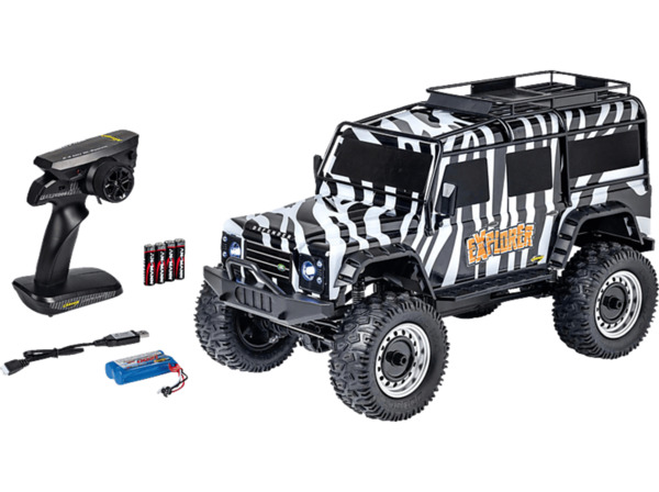 Bild 1 von CARSON 1:8 Land Rover Defender 100% RTR Safari, ferngesteuertes Fahrzeug R/C Spielzeugauto, Zebra-Lackierung