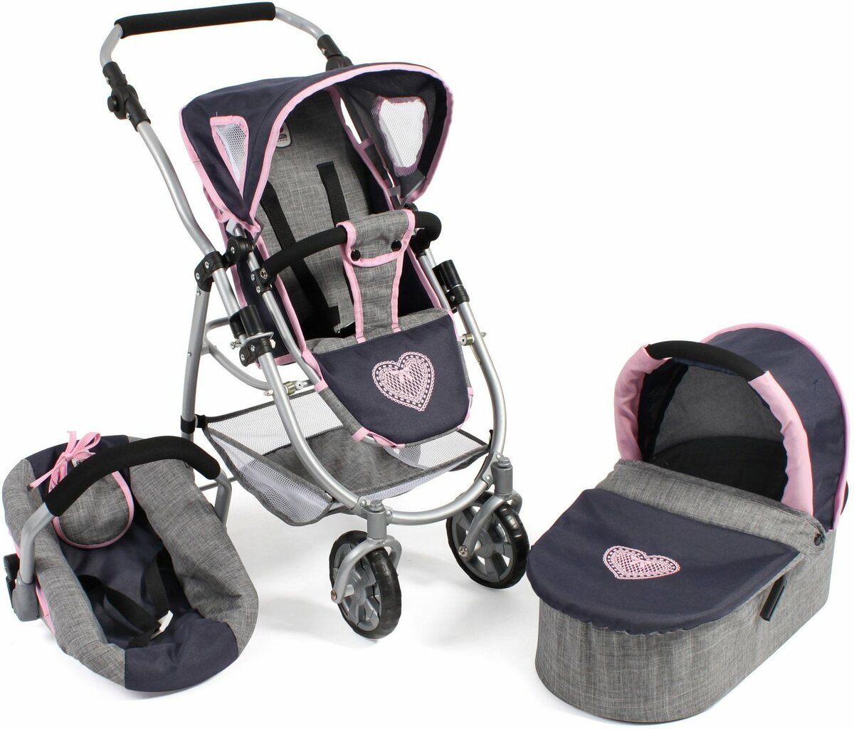 Bild 1 von CHIC2000 Kombi-Puppenwagen Emotion All In 3in1, Grau-Navy, inkl. Babywanne, Babyschale und Sportwagenaufsatz