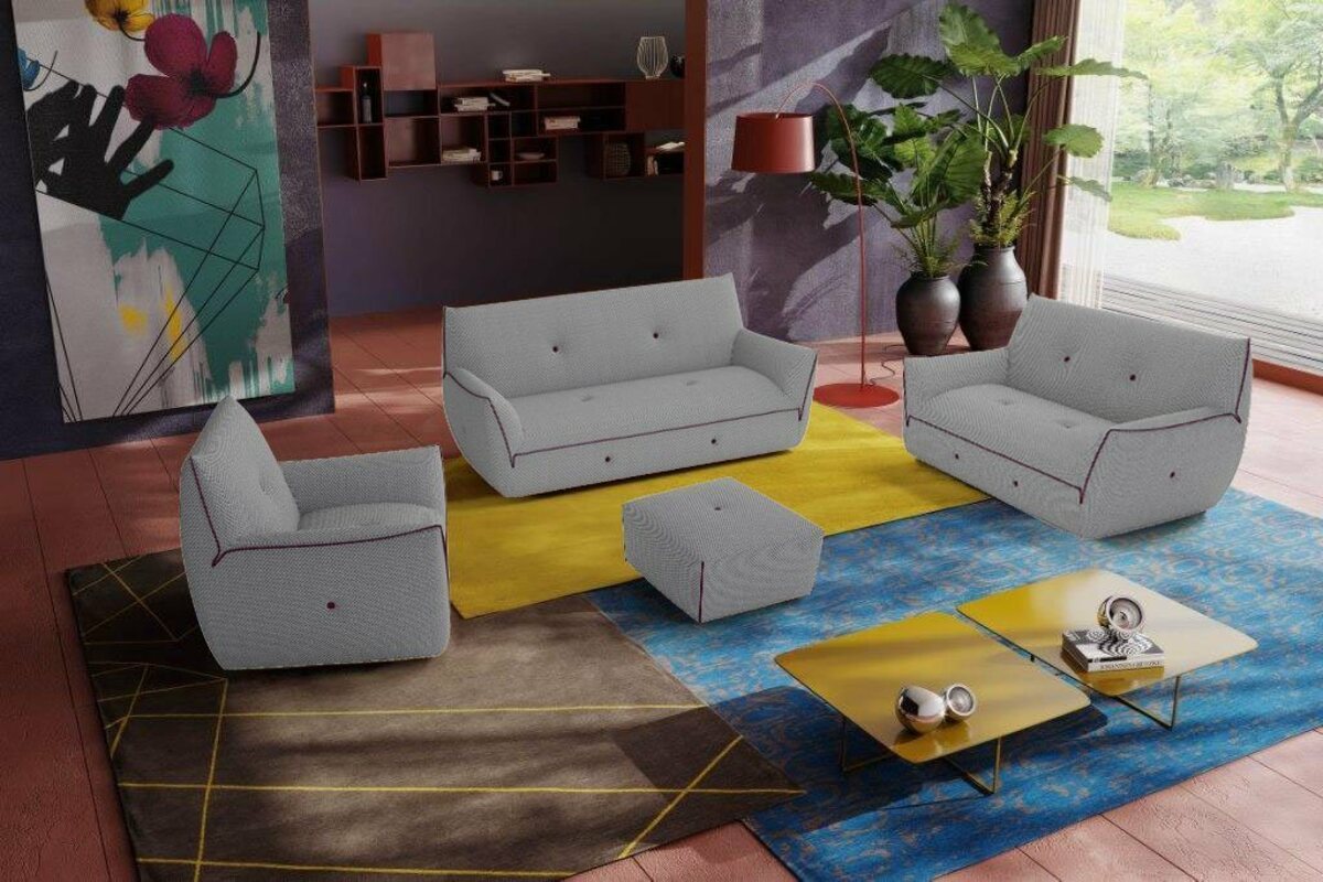 Bild 1 von Egoitaliano Polstergarnitur Yuki, Set, bestehend aus einem 2,5- und einem 2-Sitzer, Sessel und Hocker, Grau