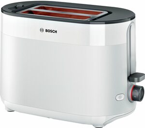 BOSCH Toaster MyMoment TAT2M121, 2 Schlitze, für 2 Scheiben, 950 W, integrierter Brötchenaufsatz, Auftaufunktion, Brotzentrierung, AutoOff