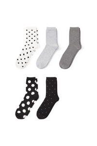 C&A Multipack 5er-Socken-gepunktet, Schwarz, Größe: 35-38