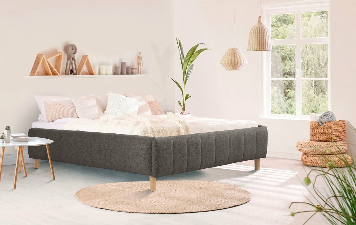 Bild 1 von Andas Polsterbett Tarje, in 5 Breiten, auch in Überlänge 220 cm, incl. Roll-Lattenrost, Grau