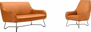 Egoitaliano Polstergarnitur Namy, Set aus 2-Sitzer und Sessel, edles Metallgestell, Orange
