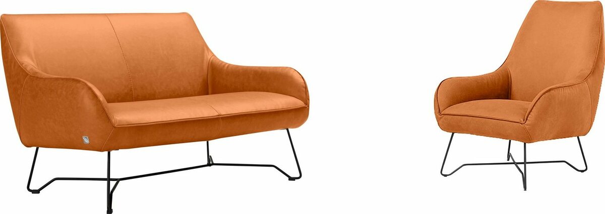 Bild 1 von Egoitaliano Polstergarnitur Namy, Set aus 2-Sitzer und Sessel, edles Metallgestell, Orange