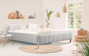 Andas Polsterbett Tarje, in 5 Breiten, auch in Überlänge 220 cm, incl. Roll-Lattenrost, Grau