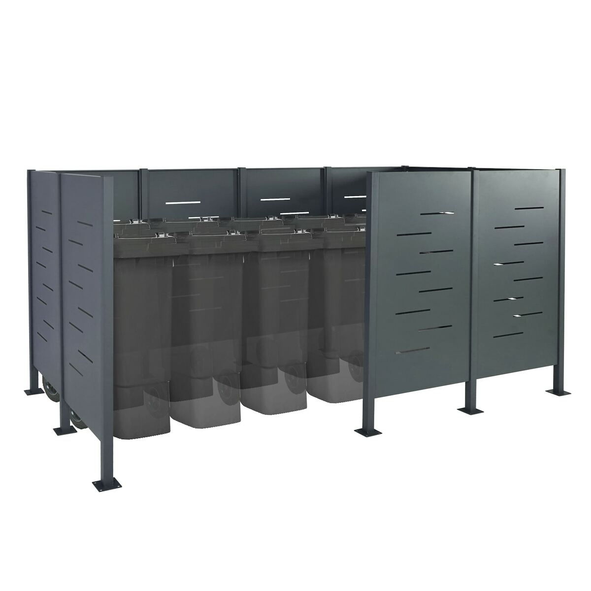 Bild 1 von Mülltonnen-Zaun MCW-J55, Mülltonnenverkleidung Mülltonnenaufbewahrung, 151x326x166 Metall ~ anthrazit