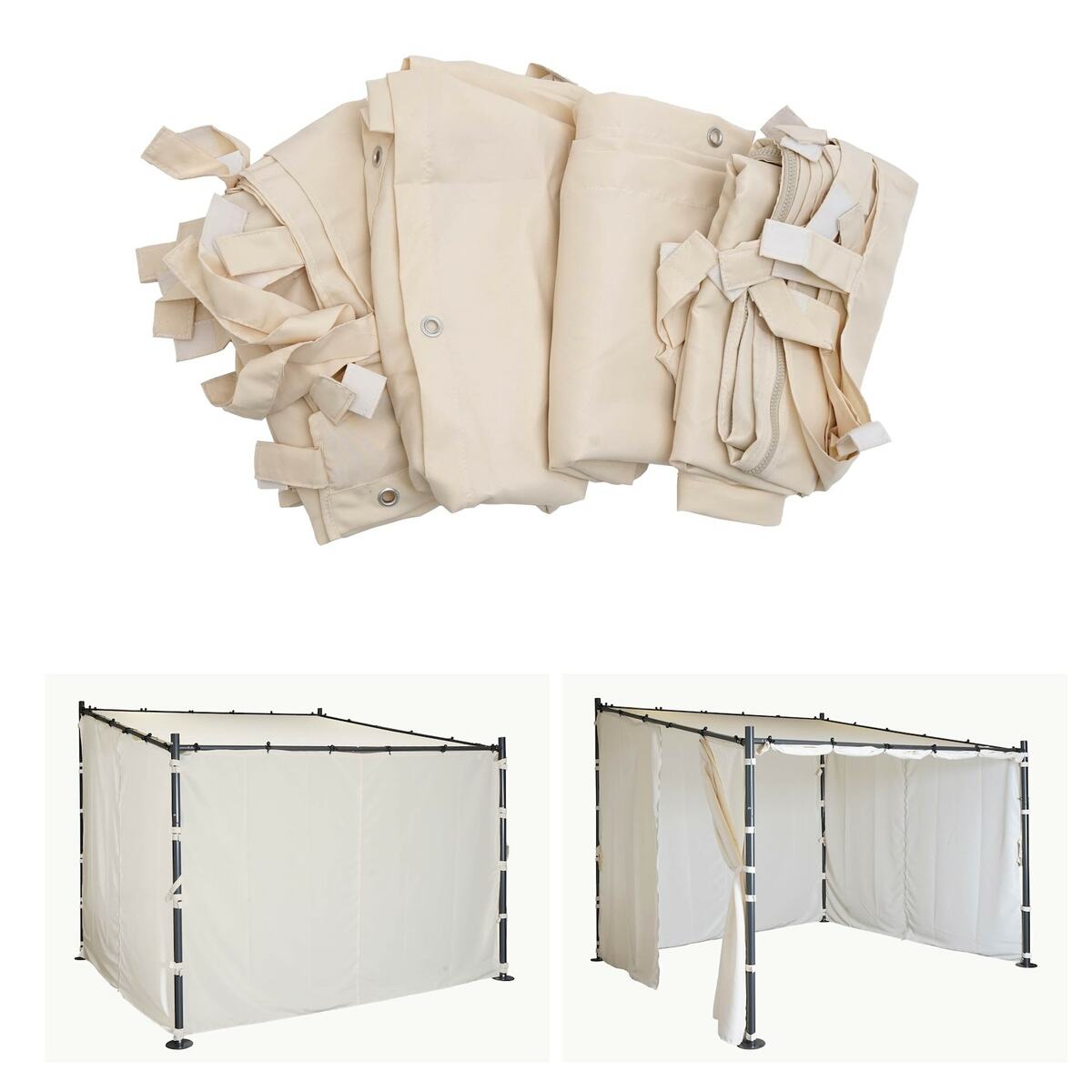 Bild 1 von 4er-Set Seitenwand für Pergola MCW-A22, Ersatzseitenwand Pavillon, 3x3m Polyester ~ creme