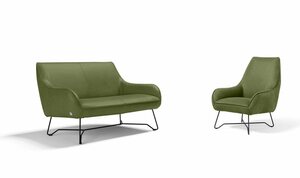 Egoitaliano Polstergarnitur Namy, Set aus 2-Sitzer und Sessel, edles Metallgestell, Grün
