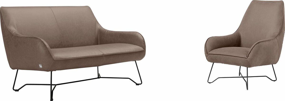 Bild 1 von Egoitaliano Polstergarnitur Namy, Set aus 2-Sitzer und Sessel, edles Metallgestell, Grau