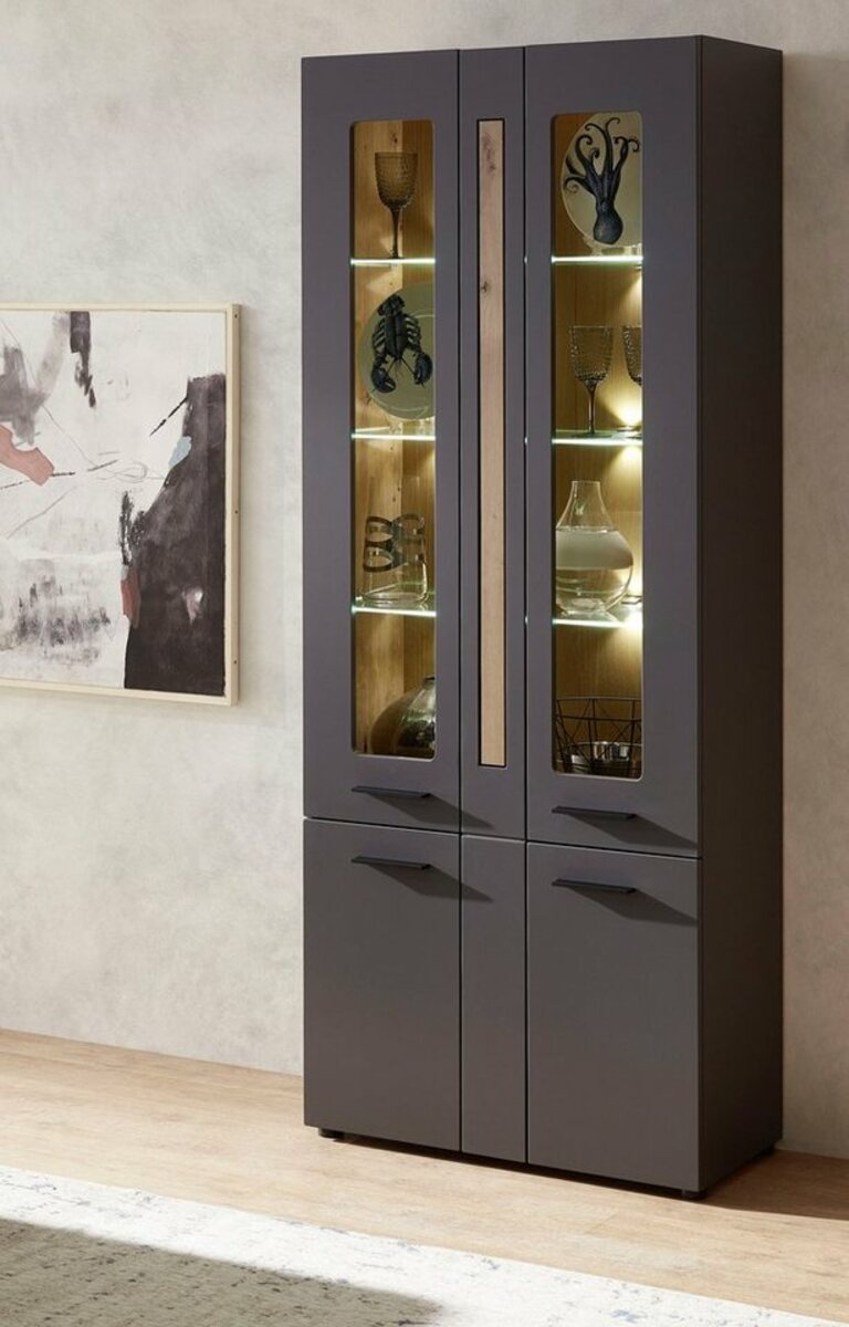 Bild 1 von Innostyle Standvitrine Loft Two mit Soft-Close-Funktion, inkl. Beleuchtung, Grau