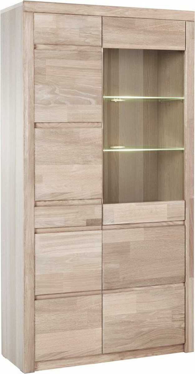 Bild 1 von Woltra Vitrine Silkeborg teilmassiv, schöne grifflose Optik, Beige|weiß