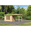 Bild 1 von Karibu Gartenhaus "Calabar 4" SET naturbelassen mit Boden, Anbaudach 2,40 m Breite, Dachfolie