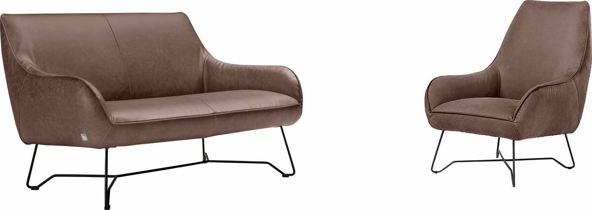 Bild 1 von Egoitaliano Polstergarnitur Namy, Set aus 2-Sitzer und Sessel, edles Metallgestell, Braun