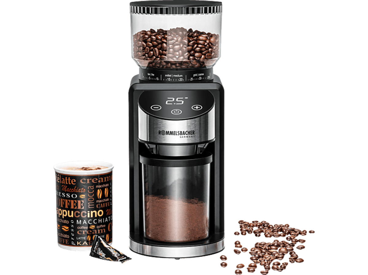 Bild 1 von ROMMELSBACHER EKM 400 Kaffeemühle Schwarz/Edelstahl 200 Watt, Kegelmahlwerk