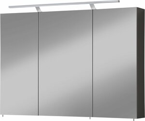 Welltime Spiegelschrank Torino Breite 100 cm, 3-türig, LED-Beleuchtung, Schalter-/Steckdosenbox, Grau