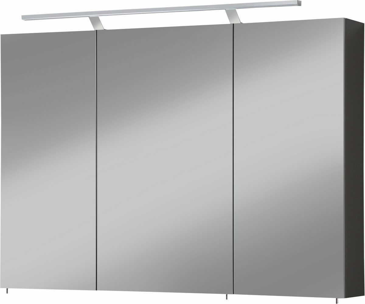 Bild 1 von Welltime Spiegelschrank Torino Breite 100 cm, 3-türig, LED-Beleuchtung, Schalter-/Steckdosenbox, Grau