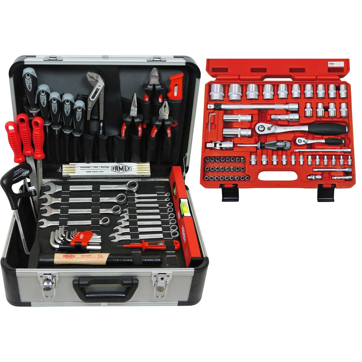 Bild 1 von FAMEX 729-18 Werkzeugkoffer gefüllt mit Werkzeug und Steckschlüsselsatz
