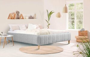 Andas Polsterbett Tarje, in 5 Breiten, auch in Überlänge 220 cm, incl. Roll-Lattenrost, Grau