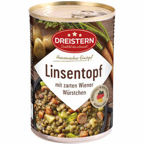DREISTERN Linsentopf mit Wiener Würstchen