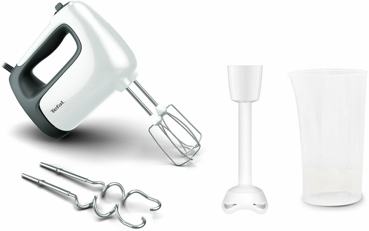 Bild 1 von Tefal Handmixer HT4611 Prep'Mix+, 500 W, Turbo-Funktion, 2 Rührbesen, 2 Knethaken, Pürierstab-Aufsatz
