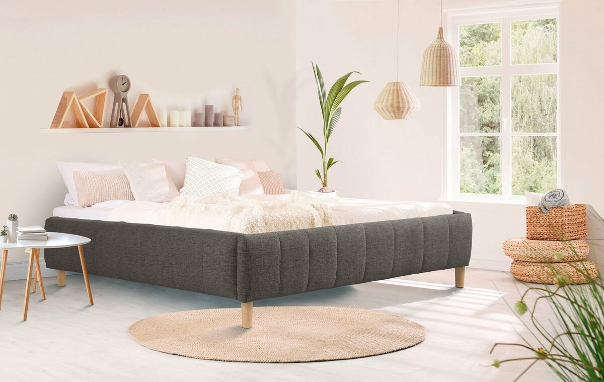 Bild 1 von Andas Polsterbett Tarje, in 5 Breiten, auch in Überlänge 220 cm, incl. Roll-Lattenrost, Grau