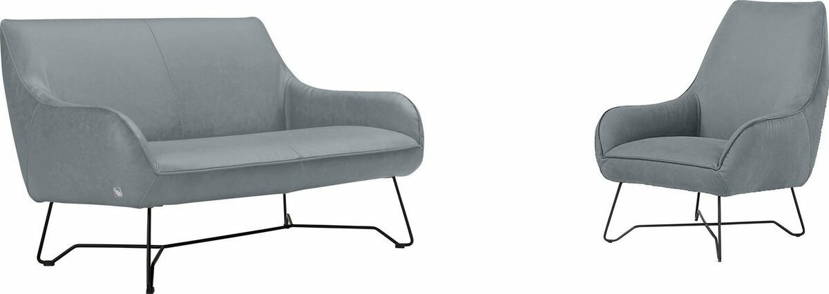 Bild 1 von Egoitaliano Polstergarnitur Namy, Set aus 2-Sitzer und Sessel, edles Metallgestell, Grau