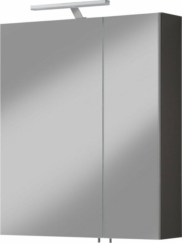 Bild 1 von Welltime Spiegelschrank Torino Breite 60 cm, 2-türig, LED-Beleuchtung, Schalter-/Steckdosenbox, Grau