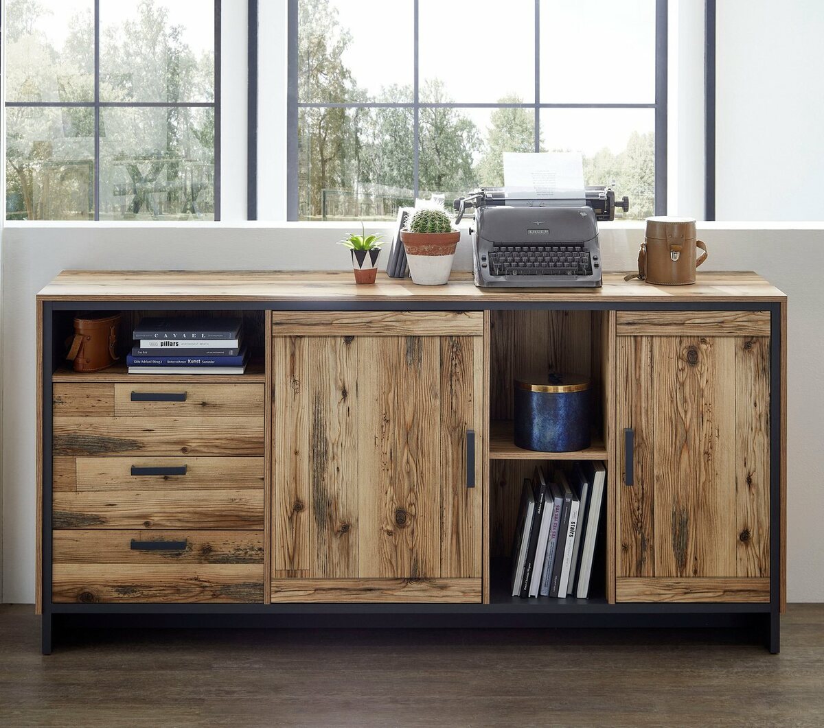 Bild 1 von Innostyle Sideboard Prato, Breite 185 cm, 2 Holztüren, 3 Schubkästen, 3 offene Fächer, Braun