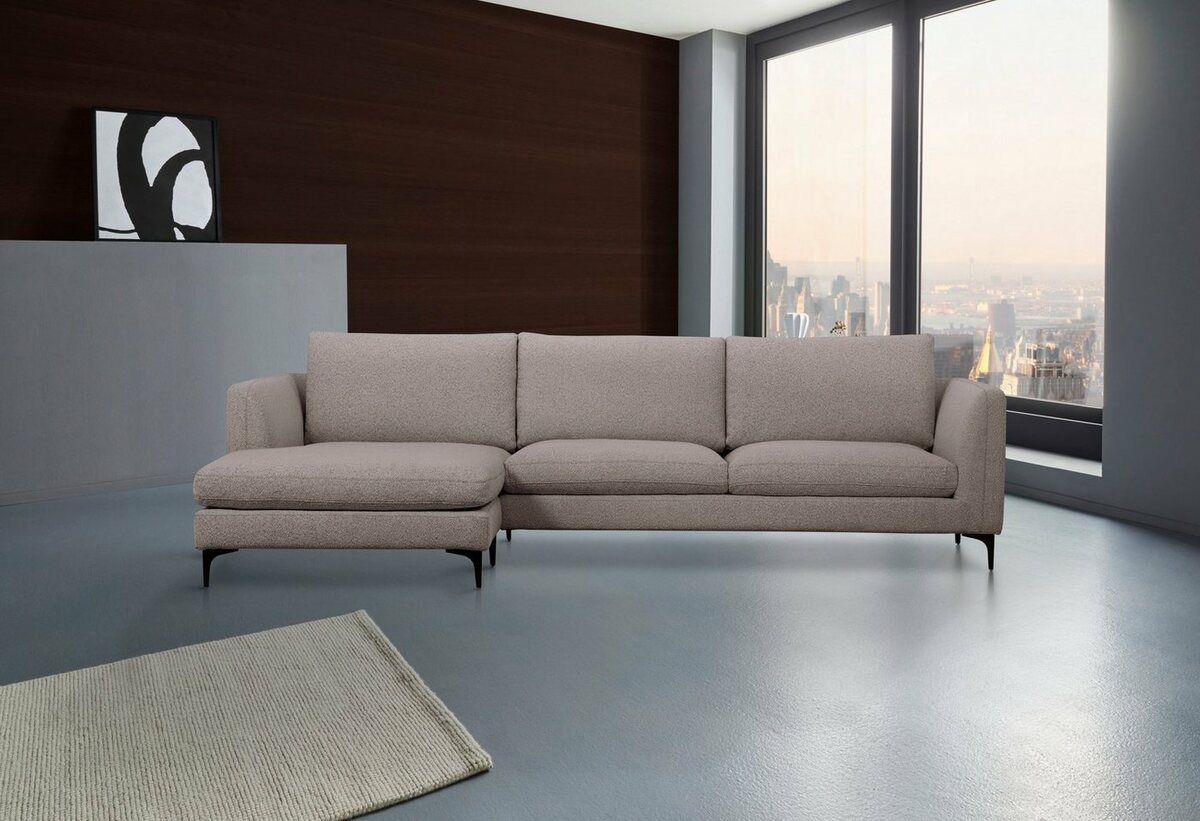 Bild 1 von Places of Style Ecksofa Nixon, mit Federn für besseren Sitzkomfort, mit schwarzen Metallbeinen, Grau