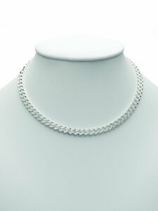 Adelia´s Silberkette 925 Silber Flach Panzer Halskette 45 cm Ø 5,4 mm, Silberschmuck für Damen