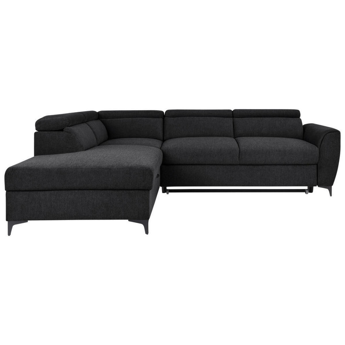 Bild 1 von Carryhome Ecksofa, Schwarz, Textil, 5-Sitzer, Ottomane links, L-Form, 255x217 cm, Liegefunktion, seitenverkehrt erhältlich, Schlafen auf Sitzhöhe, Rücken echt, Wohnzimmer, Sofas & Couches, Wohnlan