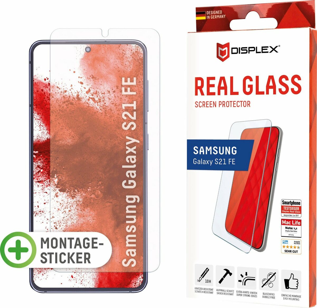 Bild 1 von Displex DISPLEX Real Glass für Samsung Galaxy S21 FE, Displayschutzfolie