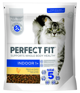 Perfect Fit® Trockenfutter für Katzen Indoor, Adult 1+, Huhn, 5 x 1,4 kg