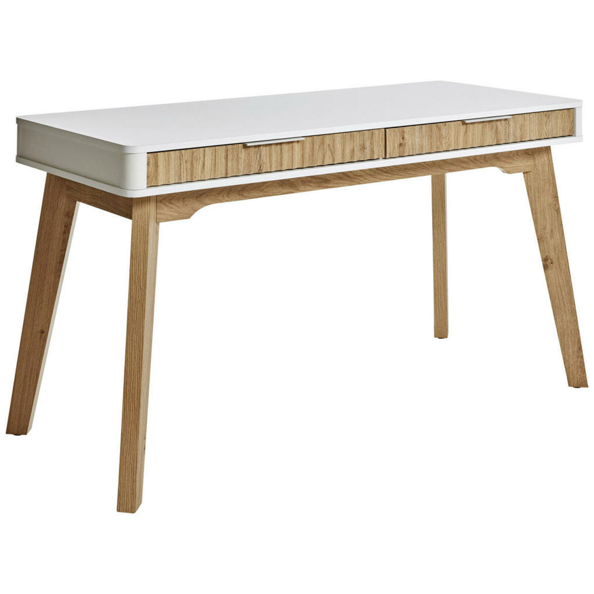 Bild 1 von Schreibtisch, Weiß, Eiche, Metall, 2 Schubladen, rechteckig, konisch, eckig, 59x76 cm, Stauraum, Arbeitszimmer, Schreibtische, Bürotische