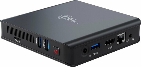 Bild 1 von CSL Narrow Box Ultra HD Compact v4 / 512GB M.2 SSD/ Win 10 Mini-PC (Intel Celeron N4120, UHD Graphics 600, 4 GB RAM, passiver CPU-Kühler)