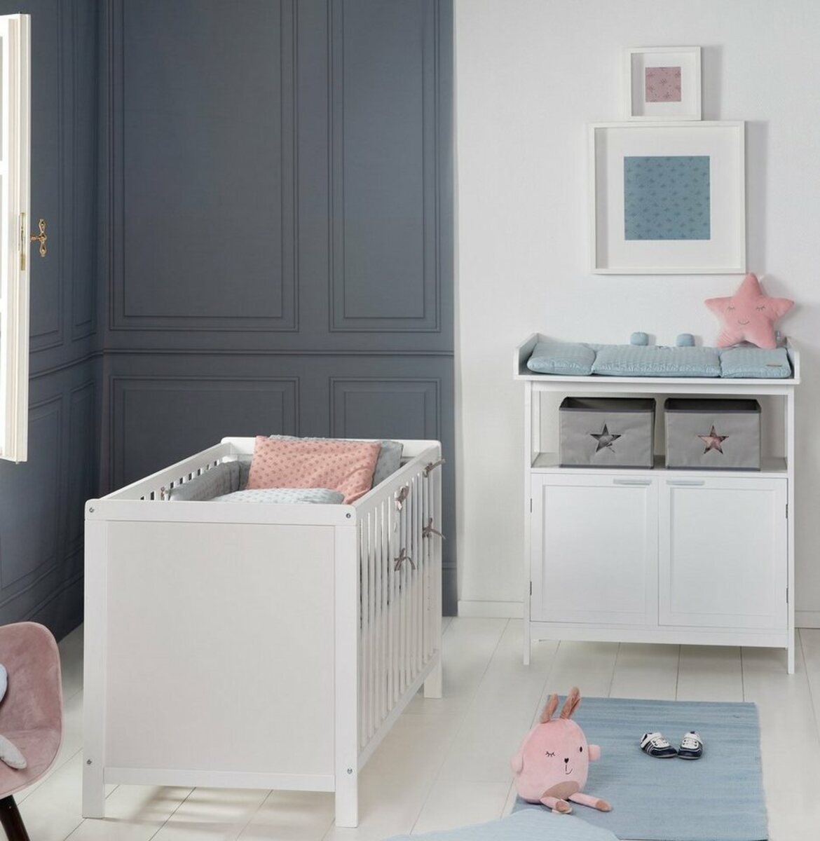 Bild 1 von roba® Babymöbel-Set Hamburg, (Spar-Set, 2-St., Kinderbett, Wickelkommode), mit Kinderbett und Wickelkommode mit 2 Türen