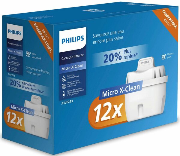 Bild 1 von Philips Ersatzfilter Micro X-Clean, Zubehör für BRITA** MAXTRA**, MAXTRA+**, PerfectFit** und vielen anderen ovalen Filterkannen sowie ovale Philips Filterkannen., 12er Set